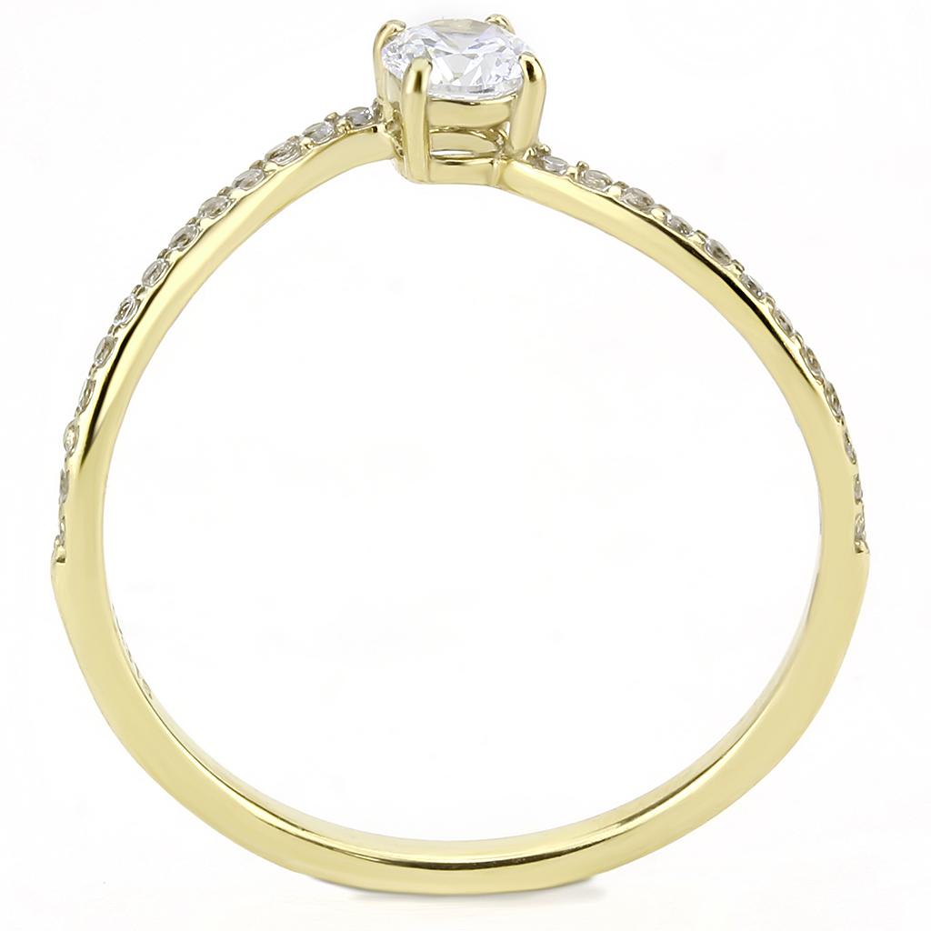 DA256 - IP Gold(Ion Plating) Stainless Steel Ring with AAA Grade CZ in Clear