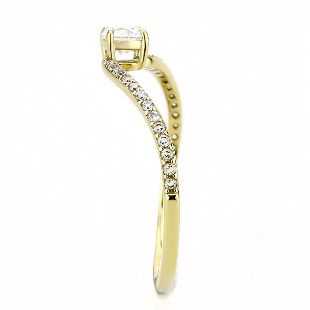 DA256 - IP Gold(Ion Plating) Stainless Steel Ring with AAA Grade CZ in Clear