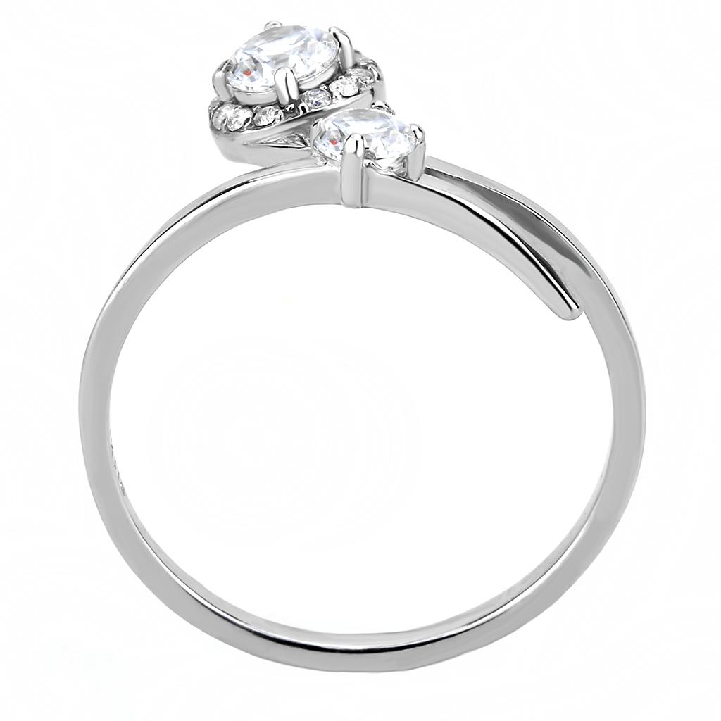 DA260 - High polished (no plating) Stainless Steel Ring with AAA Grade CZ in Clear