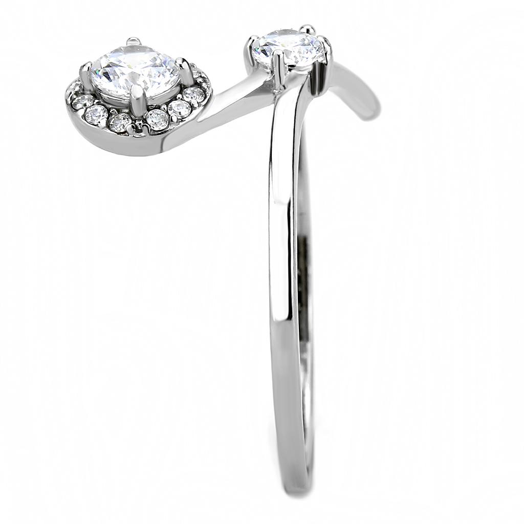 DA260 - High polished (no plating) Stainless Steel Ring with AAA Grade CZ in Clear