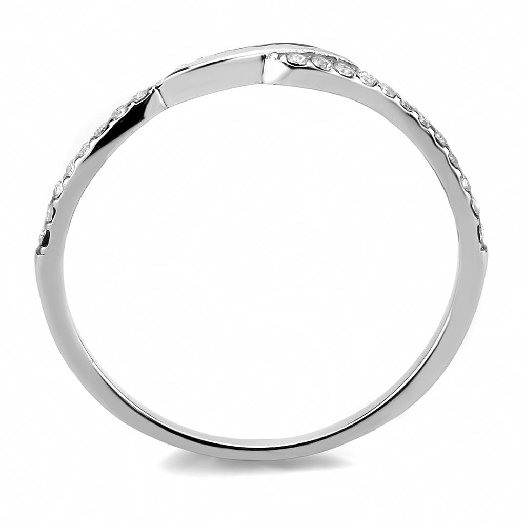 DA263 - High polished (no plating) Stainless Steel Ring with AAA Grade CZ in Clear