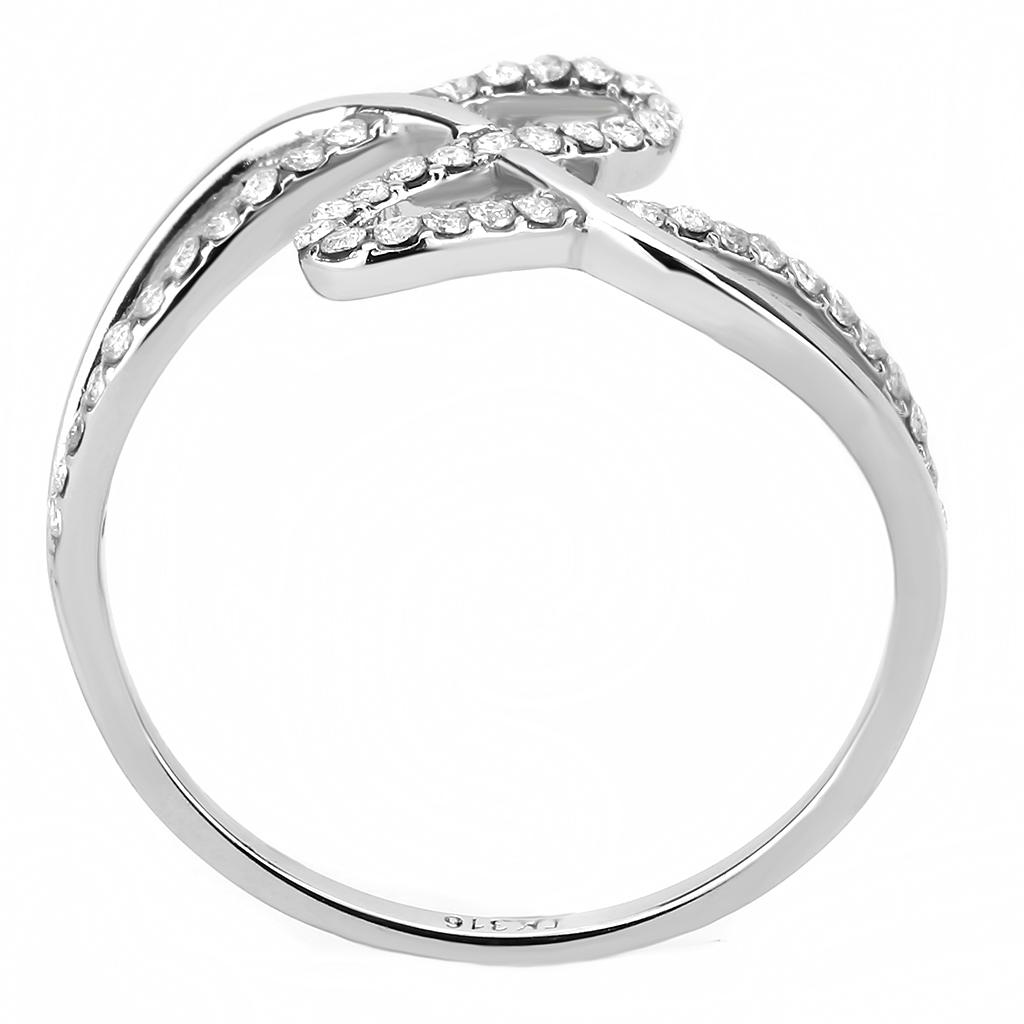 DA265 - High polished (no plating) Stainless Steel Ring with AAA Grade CZ in Clear