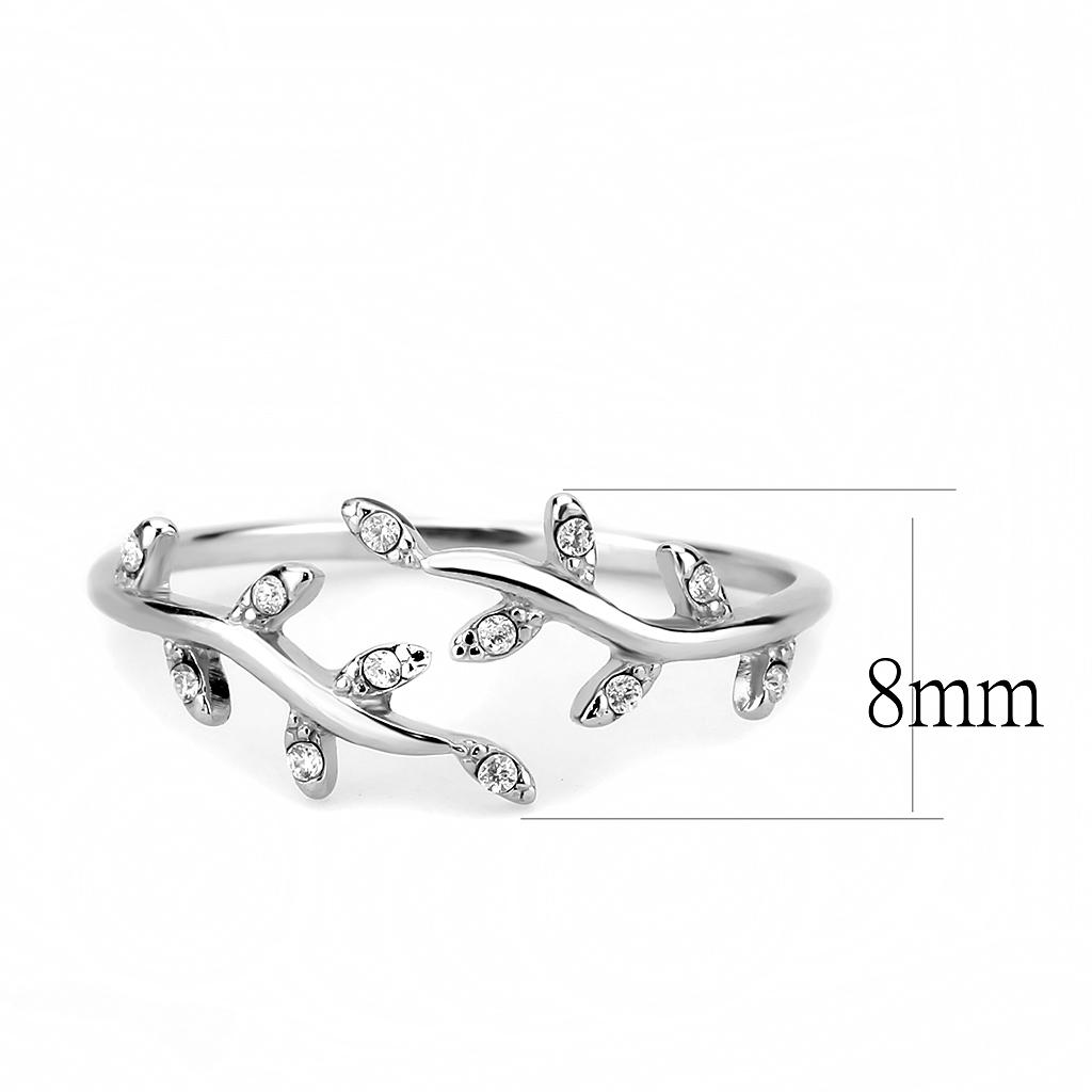 DA266 - High polished (no plating) Stainless Steel Ring with AAA Grade CZ in Clear