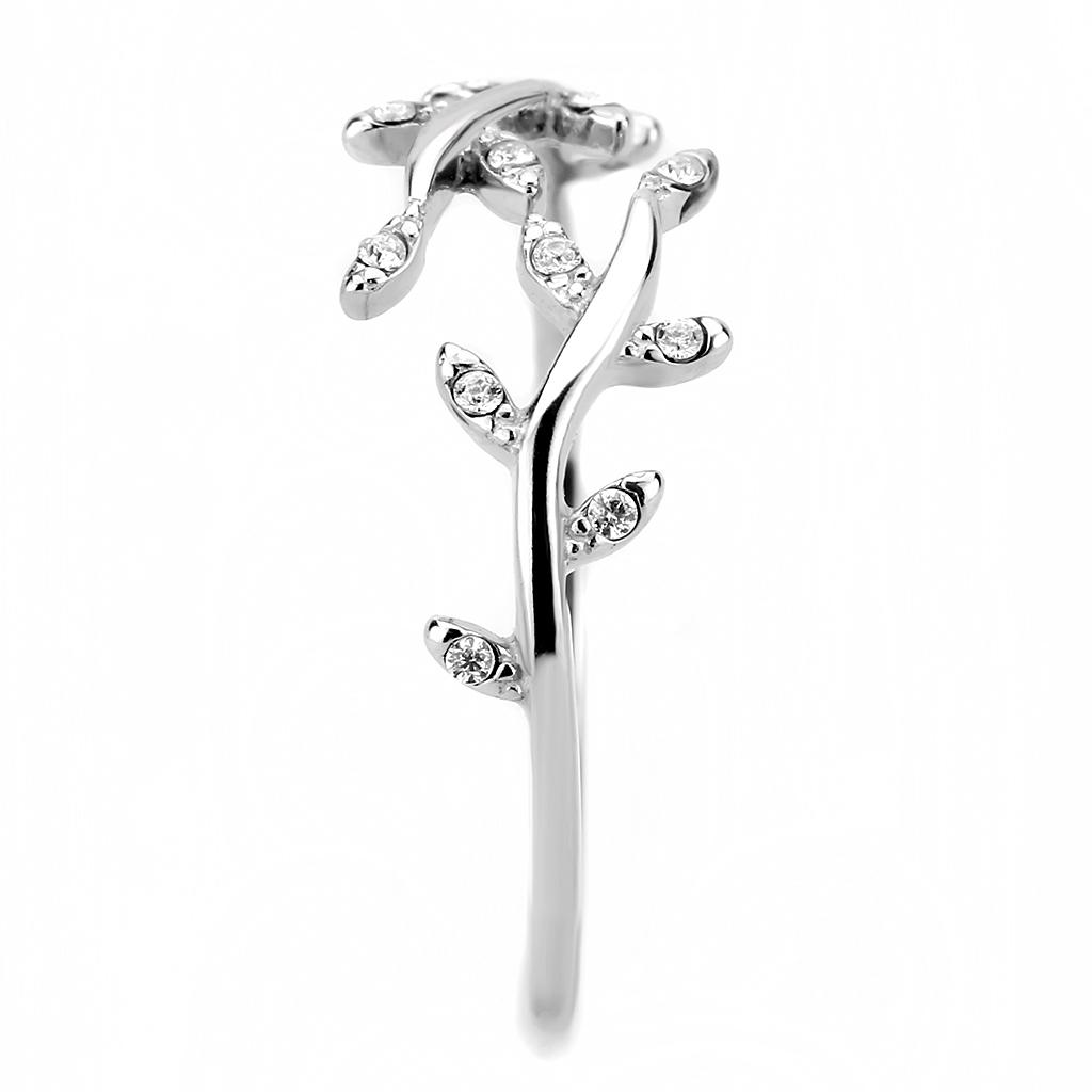 DA266 - High polished (no plating) Stainless Steel Ring with AAA Grade CZ in Clear
