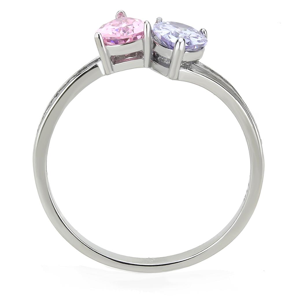 DA270 - High polished (no plating) Stainless Steel Ring with AAA Grade CZ in Multi Color
