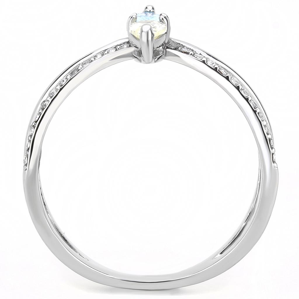 DA271 - High polished (no plating) Stainless Steel Ring with AAA Grade CZ in Multi Color