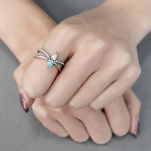 DA271 - High polished (no plating) Stainless Steel Ring with AAA Grade CZ  in Multi Color