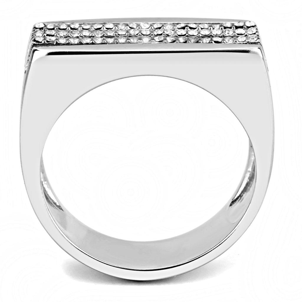 DA279 - High polished (no plating) Stainless Steel Ring with AAA Grade CZ in Clear
