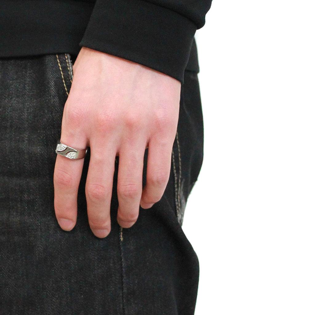 DA280 - High polished (no plating) Stainless Steel Ring with AAA Grade CZ in Clear