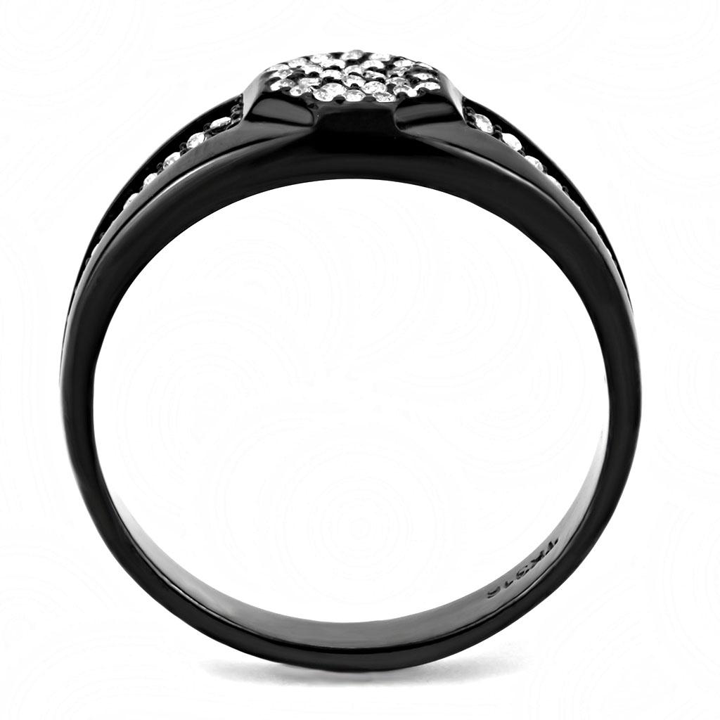 DA282 - IP Black(Ion Plating) Stainless Steel Ring with AAA Grade CZ in Clear