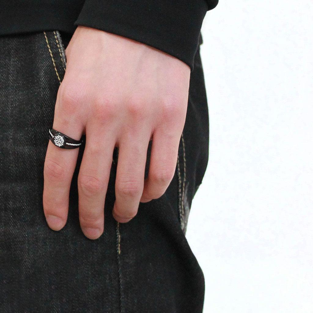 DA282 - IP Black(Ion Plating) Stainless Steel Ring with AAA Grade CZ in Clear