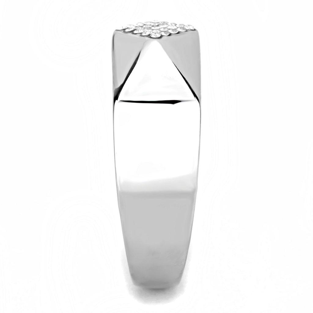 DA288 - High polished (no plating) Stainless Steel Ring with AAA Grade CZ in Clear