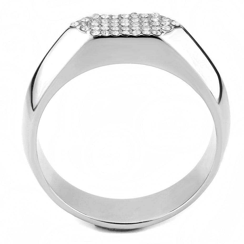 DA302 - No Plating Stainless Steel Ring with AAA Grade CZ in Clear