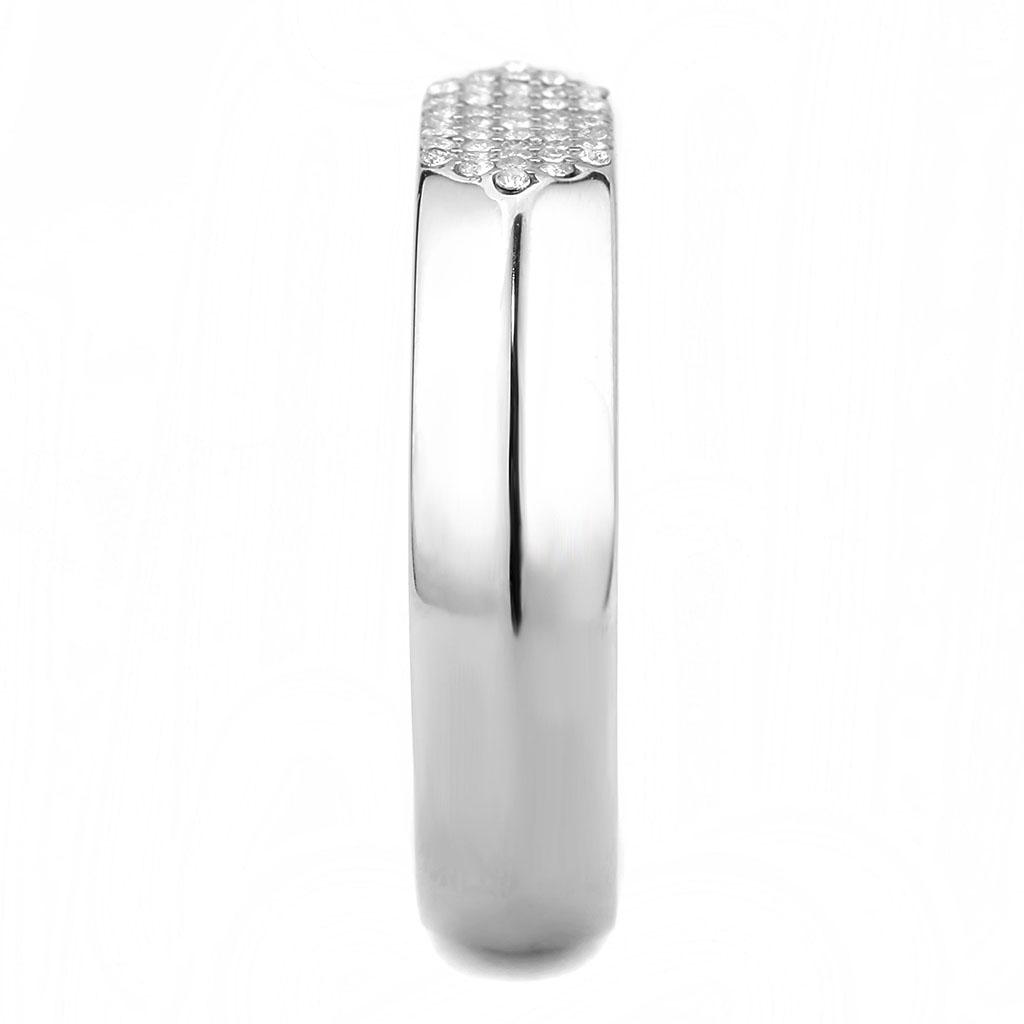 DA302 - No Plating Stainless Steel Ring with AAA Grade CZ in Clear