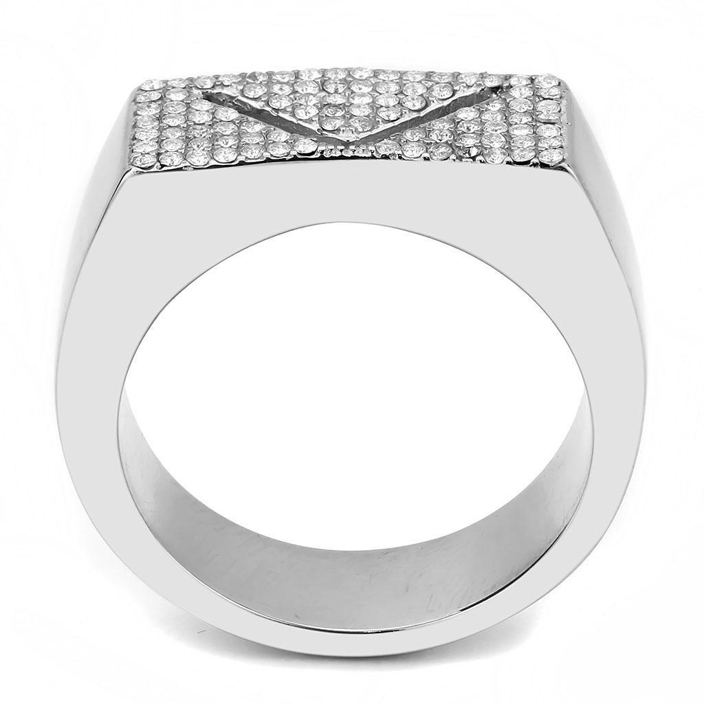 DA303 - No Plating Stainless Steel Ring with AAA Grade CZ in Clear