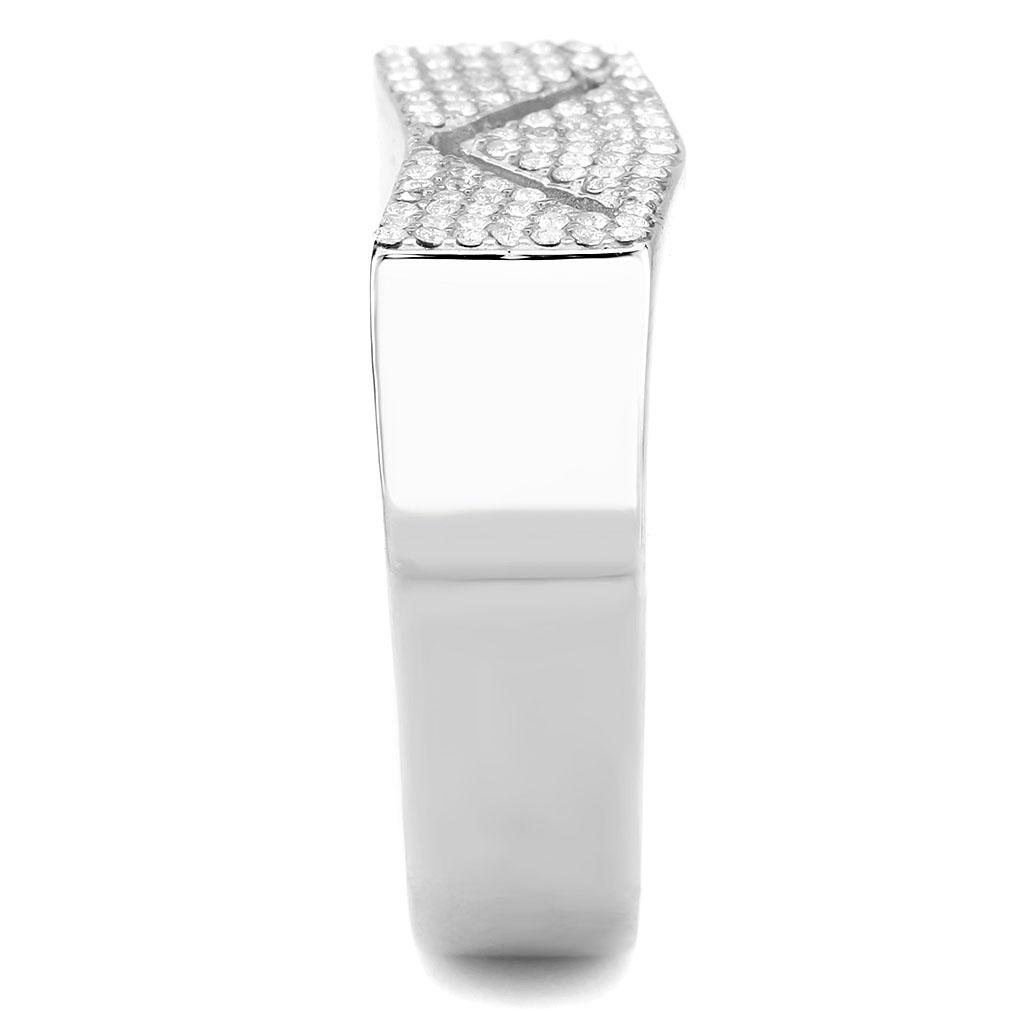 DA303 - No Plating Stainless Steel Ring with AAA Grade CZ in Clear