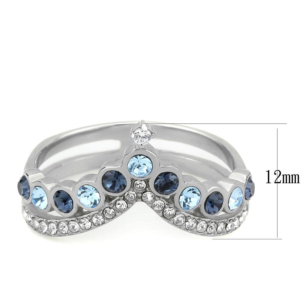 DA305 - No Plating Stainless Steel Ring with Top Grade Crystal in Multi Color