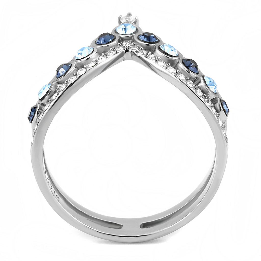 DA305 - No Plating Stainless Steel Ring with Top Grade Crystal in Multi Color