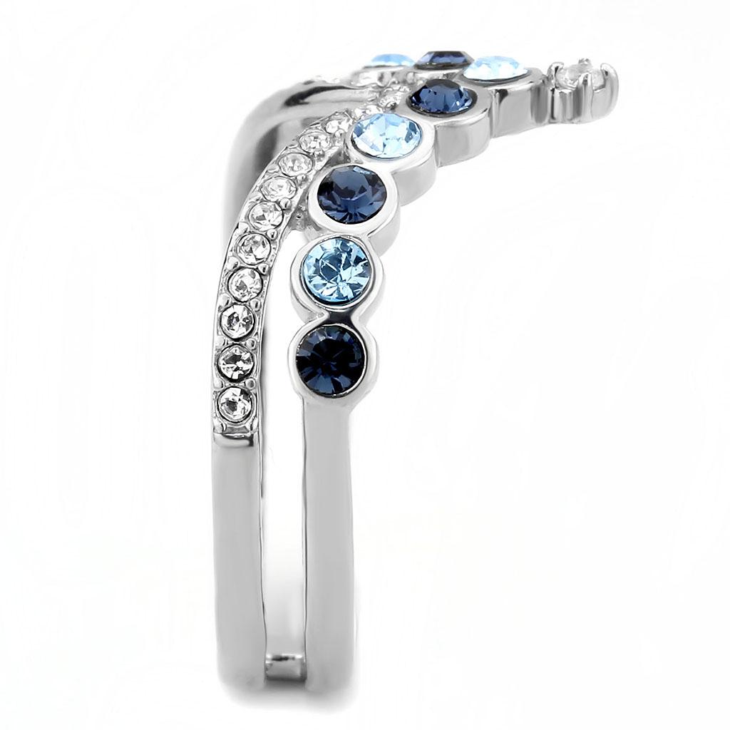DA305 - No Plating Stainless Steel Ring with Top Grade Crystal in Multi Color