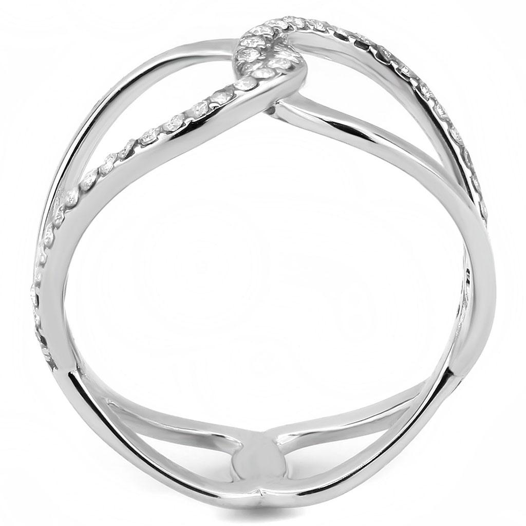 DA307 - No Plating Stainless Steel Ring with AAA Grade CZ in Clear