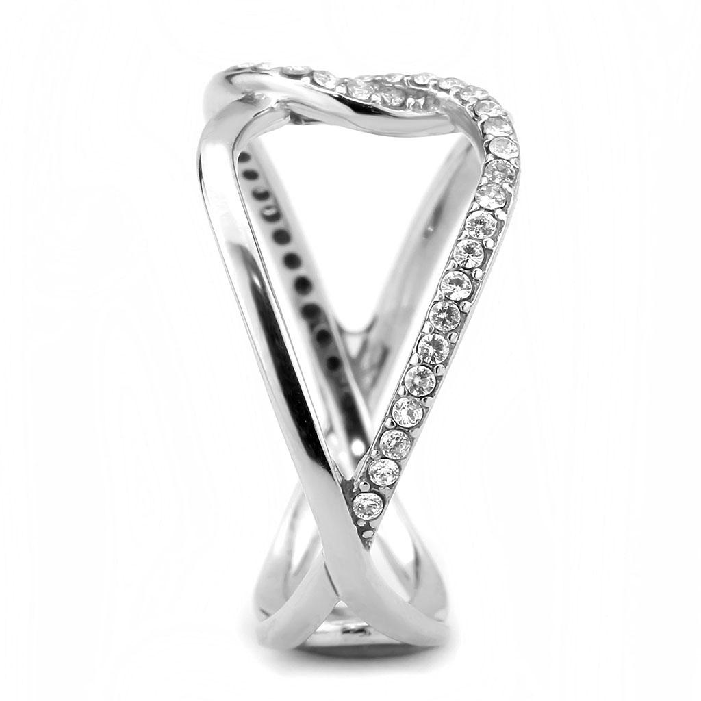DA307 - No Plating Stainless Steel Ring with AAA Grade CZ in Clear