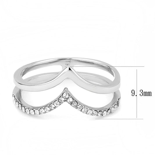 DA308 - No Plating Stainless Steel Ring with AAA Grade CZ in Clear
