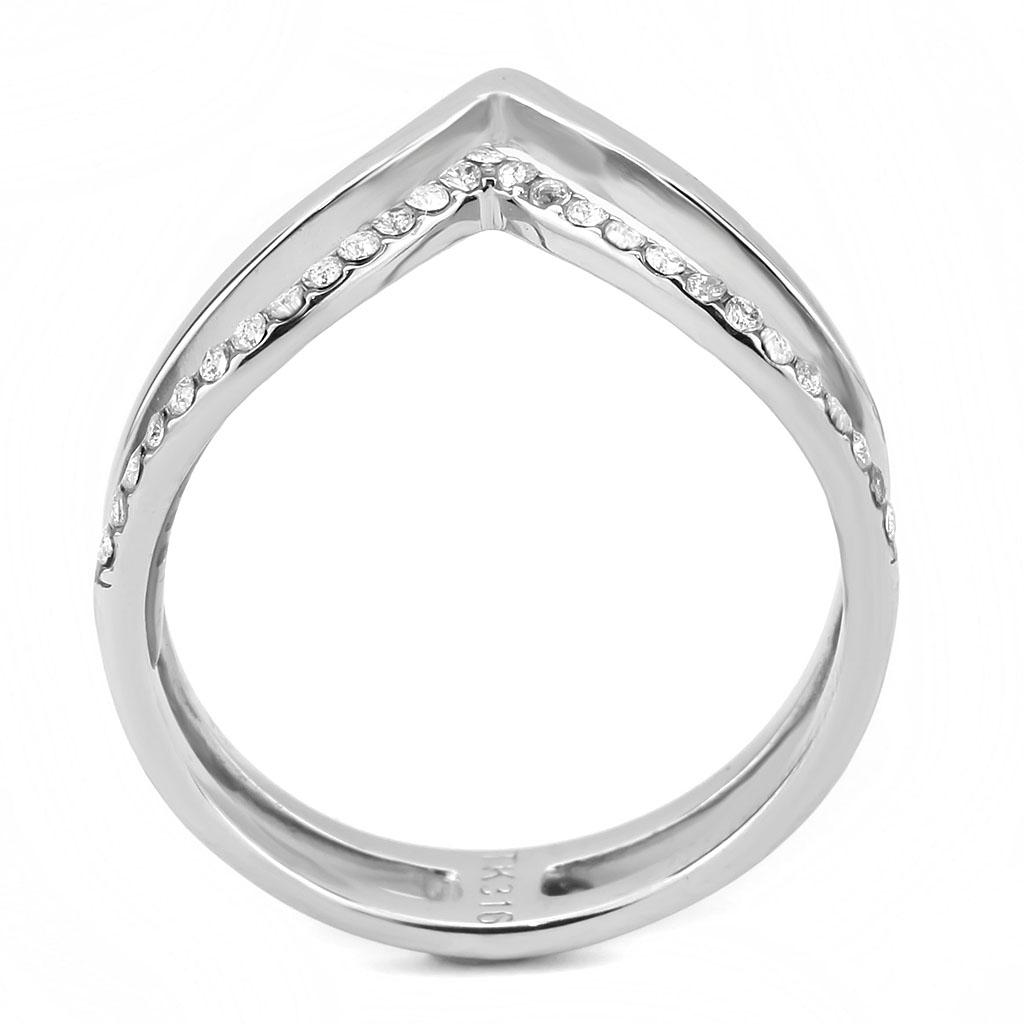 DA308 - No Plating Stainless Steel Ring with AAA Grade CZ in Clear