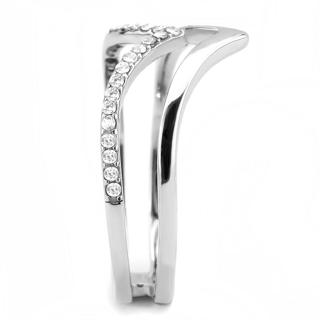 DA308 - No Plating Stainless Steel Ring with AAA Grade CZ in Clear