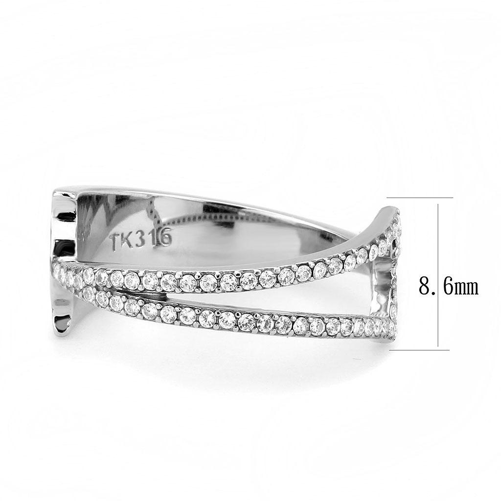 DA310 - No Plating Stainless Steel Ring with AAA Grade CZ in Clear