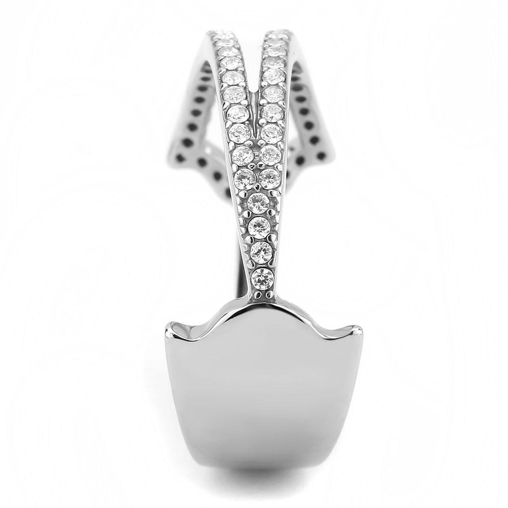 DA310 - No Plating Stainless Steel Ring with AAA Grade CZ in Clear
