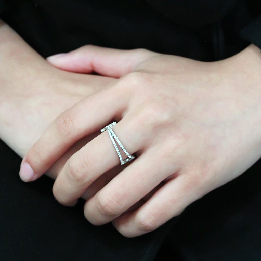 DA310 - No Plating Stainless Steel Ring with AAA Grade CZ in Clear
