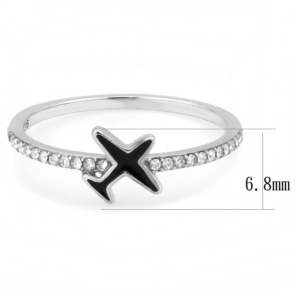 DA311 - No Plating Stainless Steel Ring with Epoxy in Jet