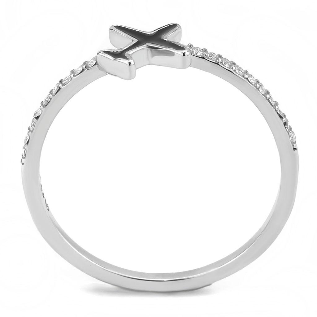 DA311 - No Plating Stainless Steel Ring with Epoxy in Jet