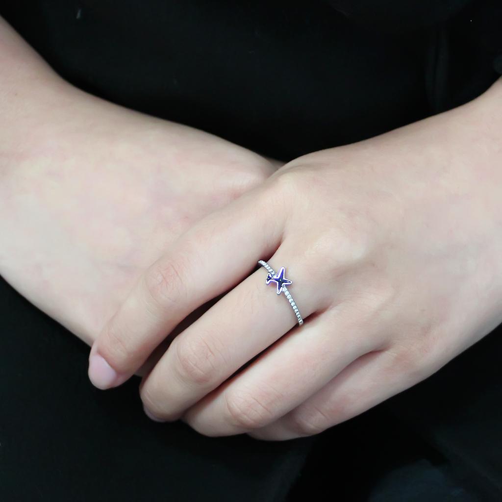DA311 - No Plating Stainless Steel Ring with Epoxy in Jet