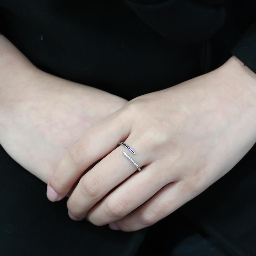 DA312 - No Plating Stainless Steel Ring with Epoxy in Jet