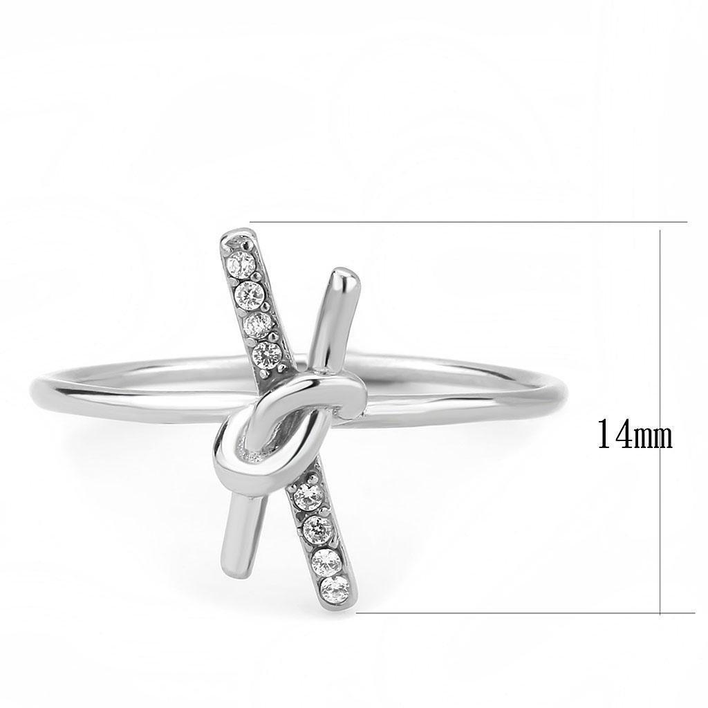 DA313 - No Plating Stainless Steel Ring with AAA Grade CZ in Clear