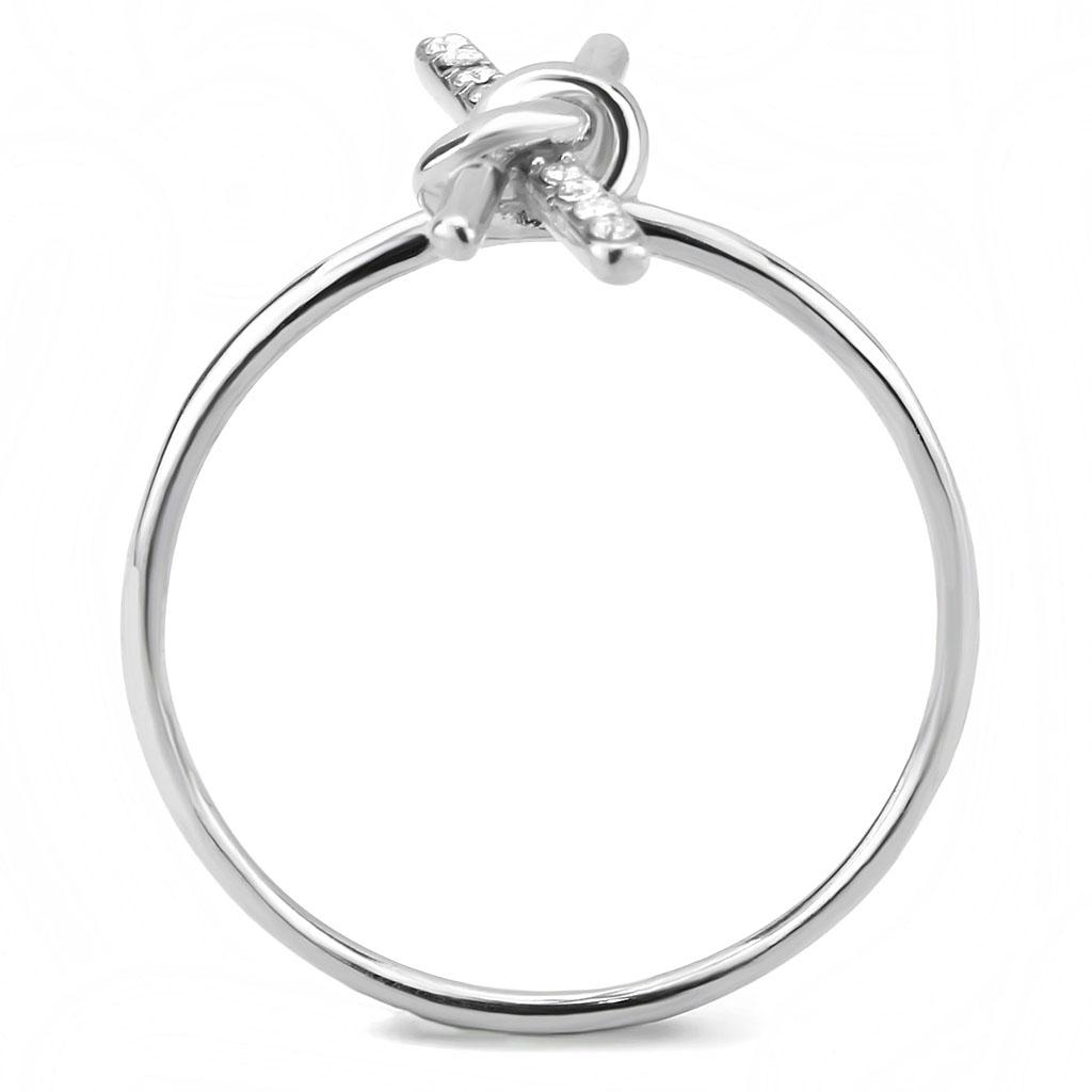 DA313 - No Plating Stainless Steel Ring with AAA Grade CZ in Clear