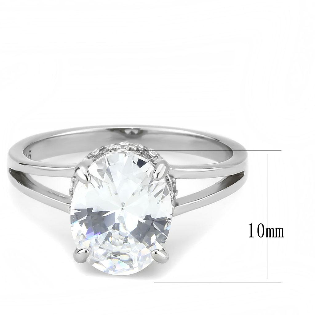 DA314 - No Plating Stainless Steel Ring with AAA Grade CZ in Clear