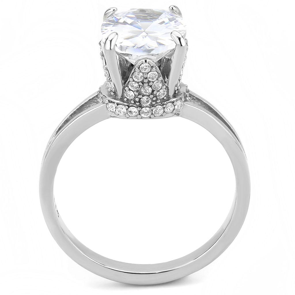 DA314 - No Plating Stainless Steel Ring with AAA Grade CZ in Clear