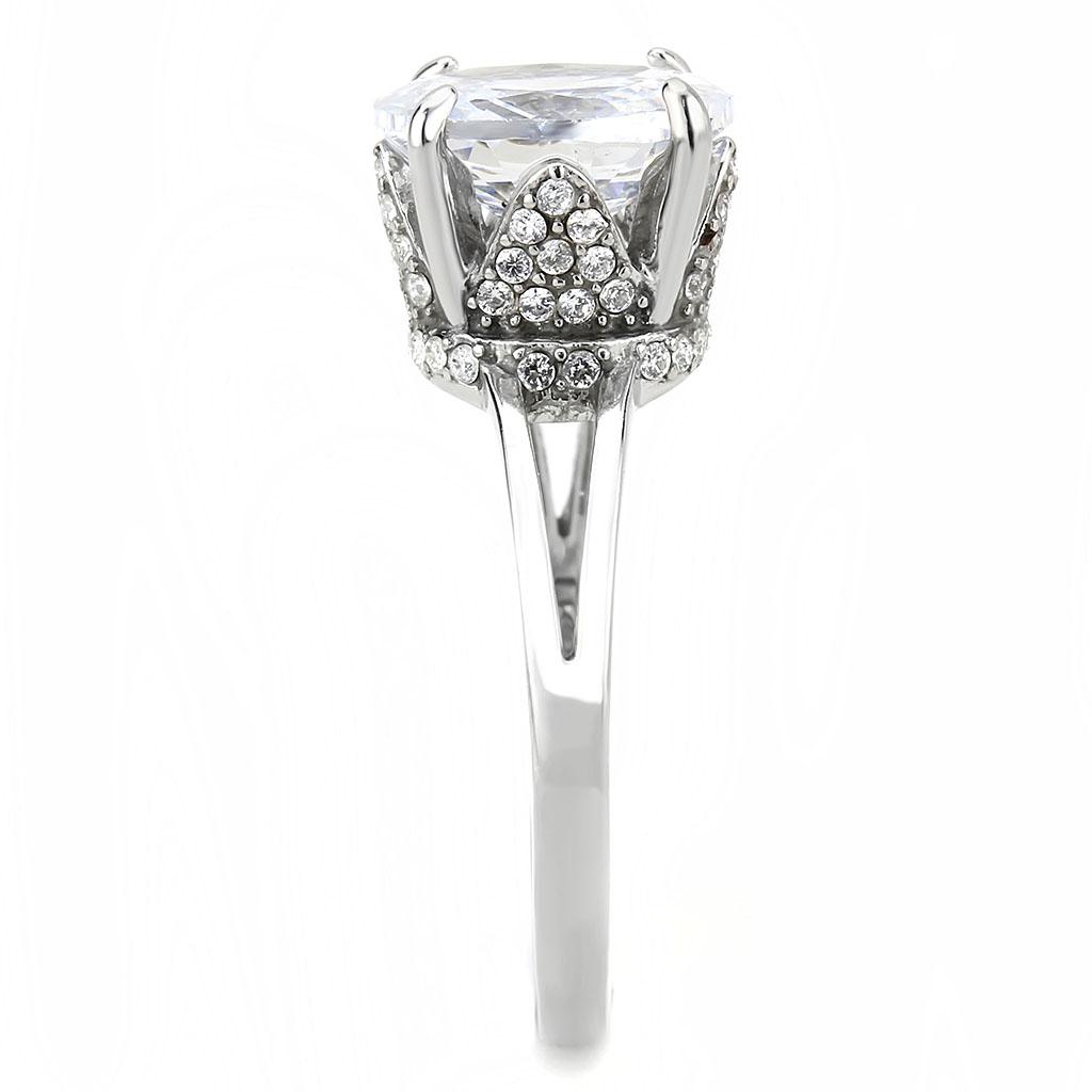 DA314 - No Plating Stainless Steel Ring with AAA Grade CZ in Clear