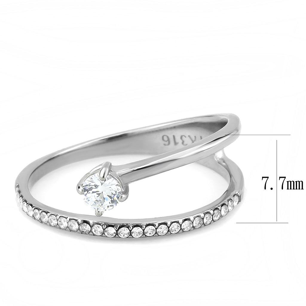 DA316 - No Plating Stainless Steel Ring with AAA Grade CZ in Clear