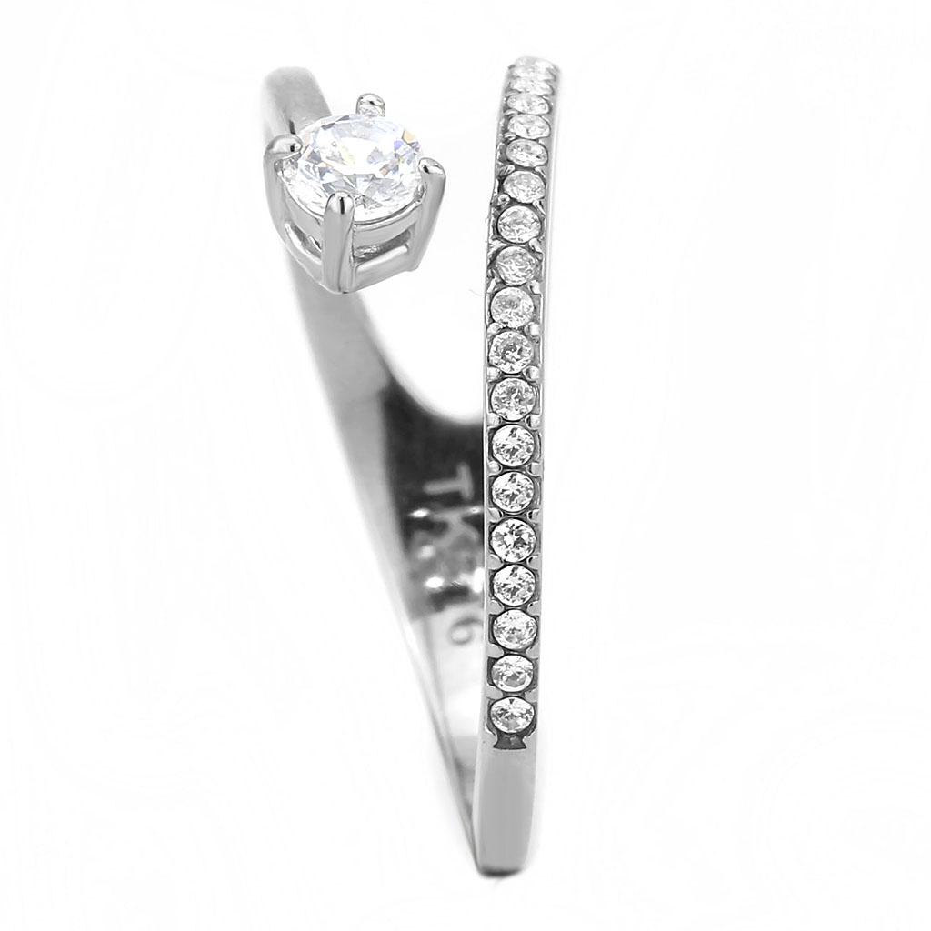 DA316 - No Plating Stainless Steel Ring with AAA Grade CZ in Clear