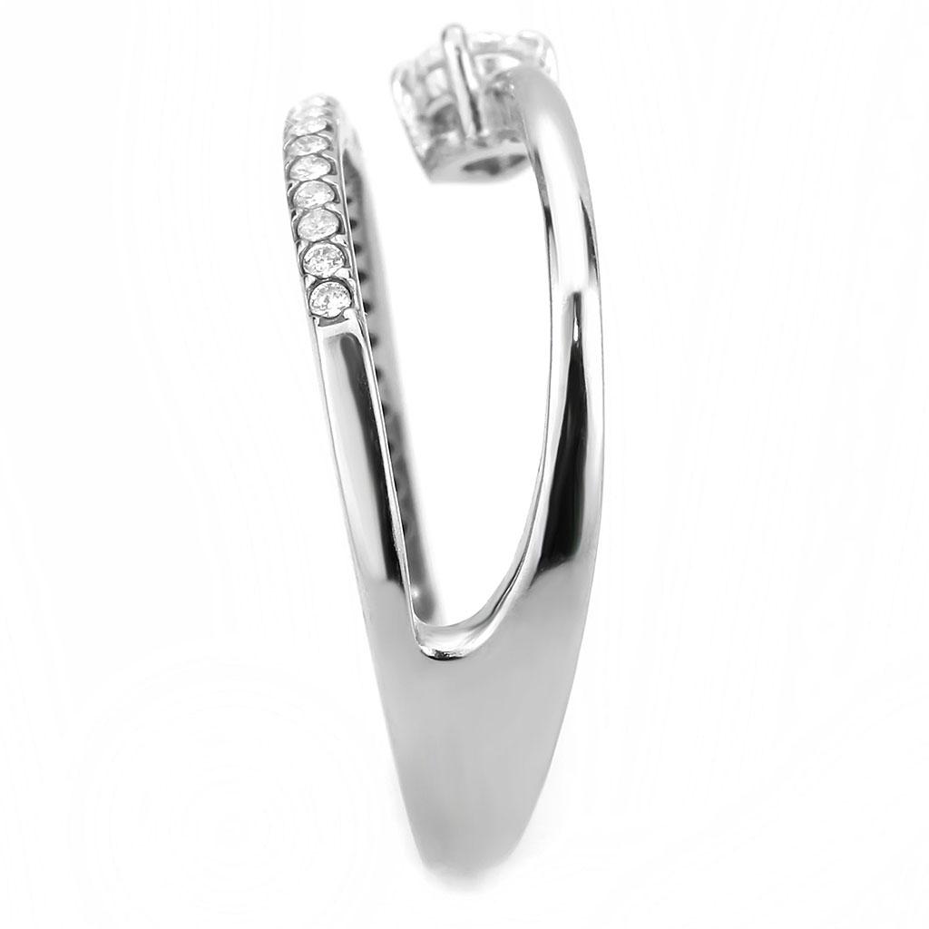 DA316 - No Plating Stainless Steel Ring with AAA Grade CZ in Clear