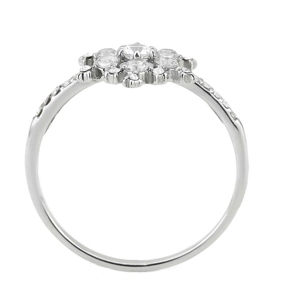 DA317 - No Plating Stainless Steel Ring with AAA Grade CZ in Clear