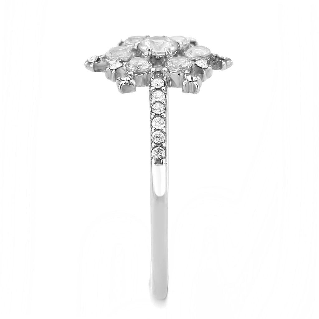 DA317 - No Plating Stainless Steel Ring with AAA Grade CZ in Clear