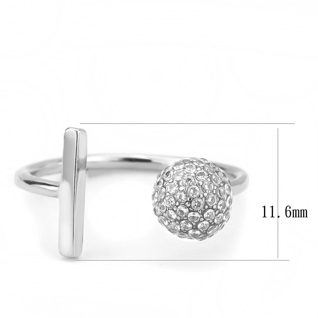 DA318 - No Plating Stainless Steel Ring with AAA Grade CZ in Clear