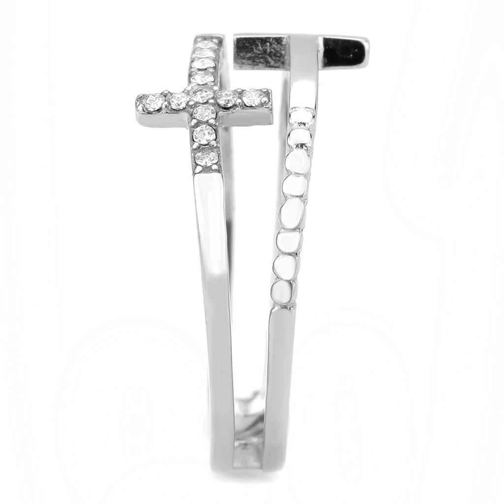 DA319 - No Plating Stainless Steel Ring with AAA Grade CZ in Clear