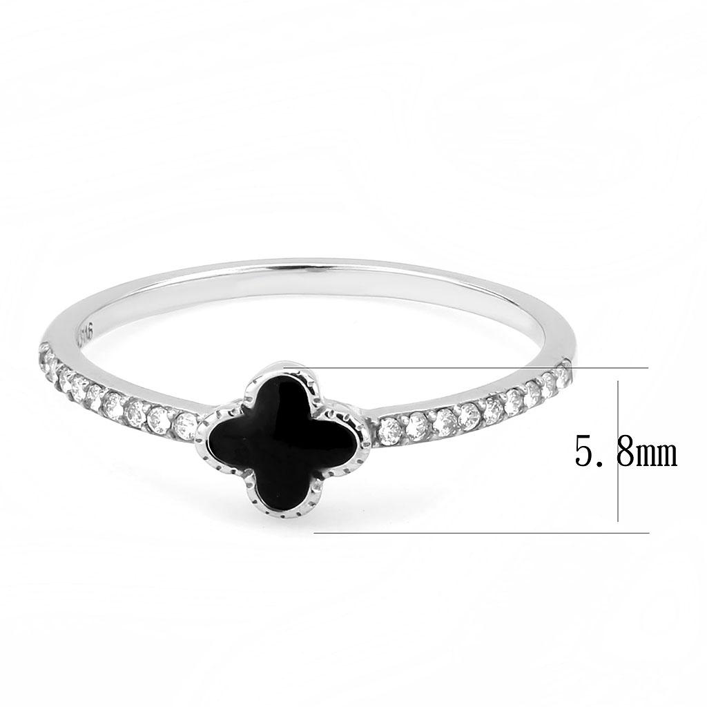 DA320 - No Plating Stainless Steel Ring with Epoxy in Jet