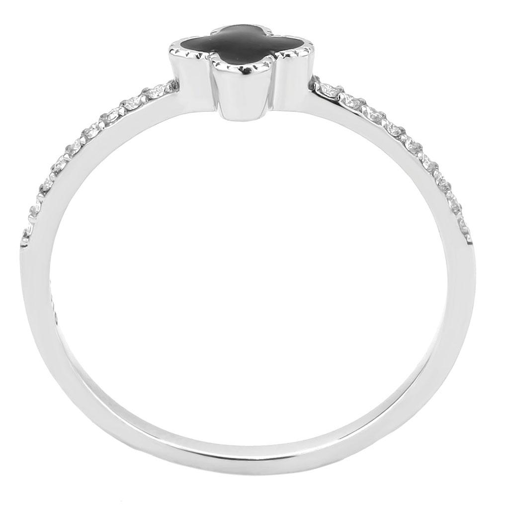 DA320 - No Plating Stainless Steel Ring with Epoxy in Jet