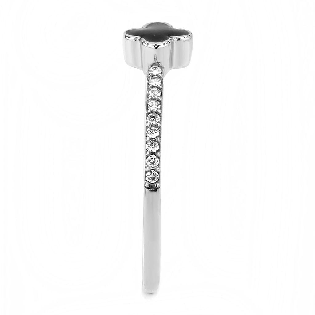 DA320 - No Plating Stainless Steel Ring with Epoxy in Jet